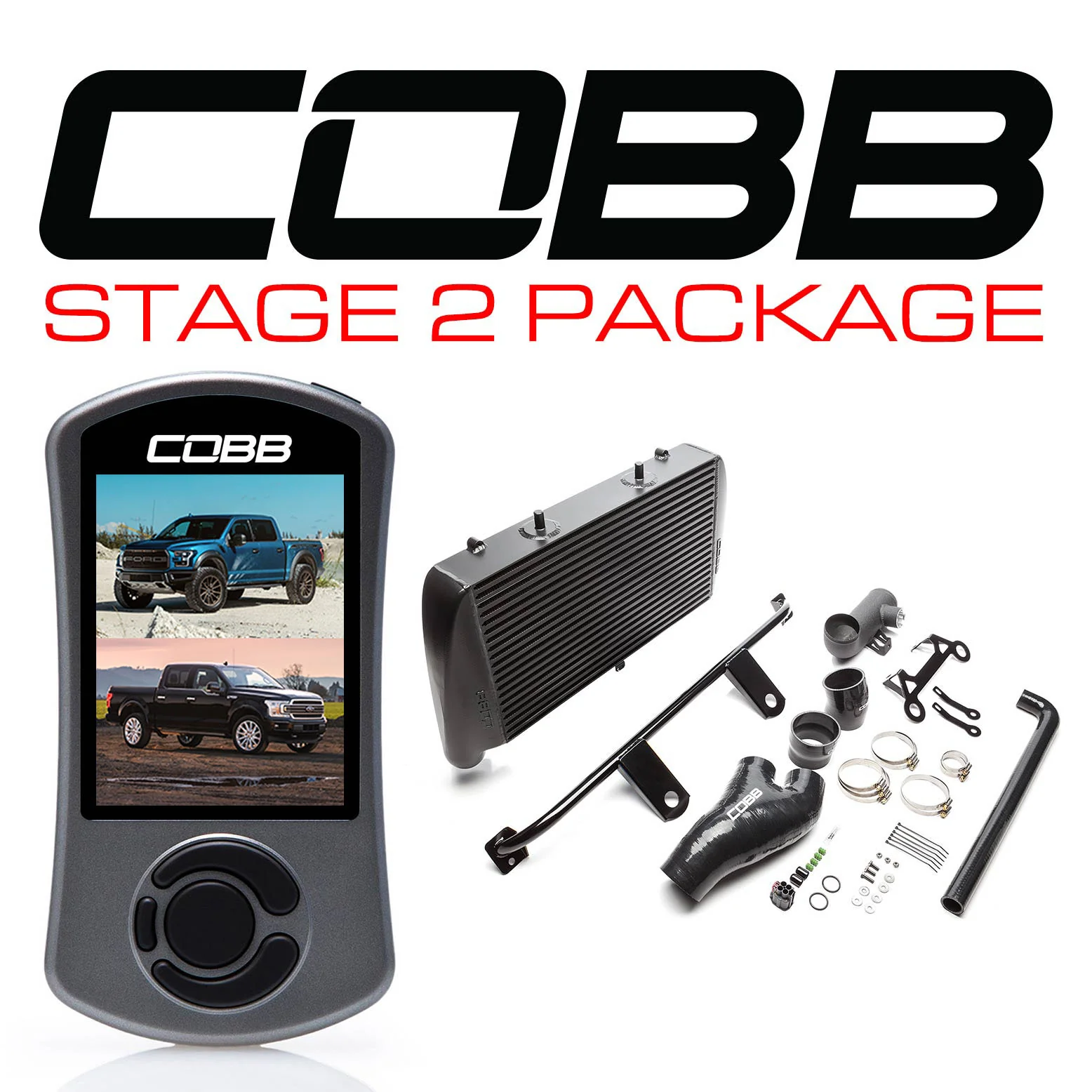 Cobb Ford Stage 2 Power Package Black (No Intake) with TCM F-150 Ecoboost Raptor / Limited