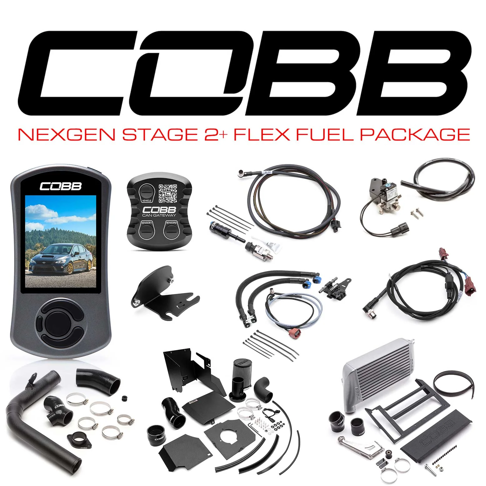 Cobb Subaru NexGen Stage 2 + CAN Flex Fuel Power Package (SF Intake) WRX 6MT 2018-2021 (Silver)