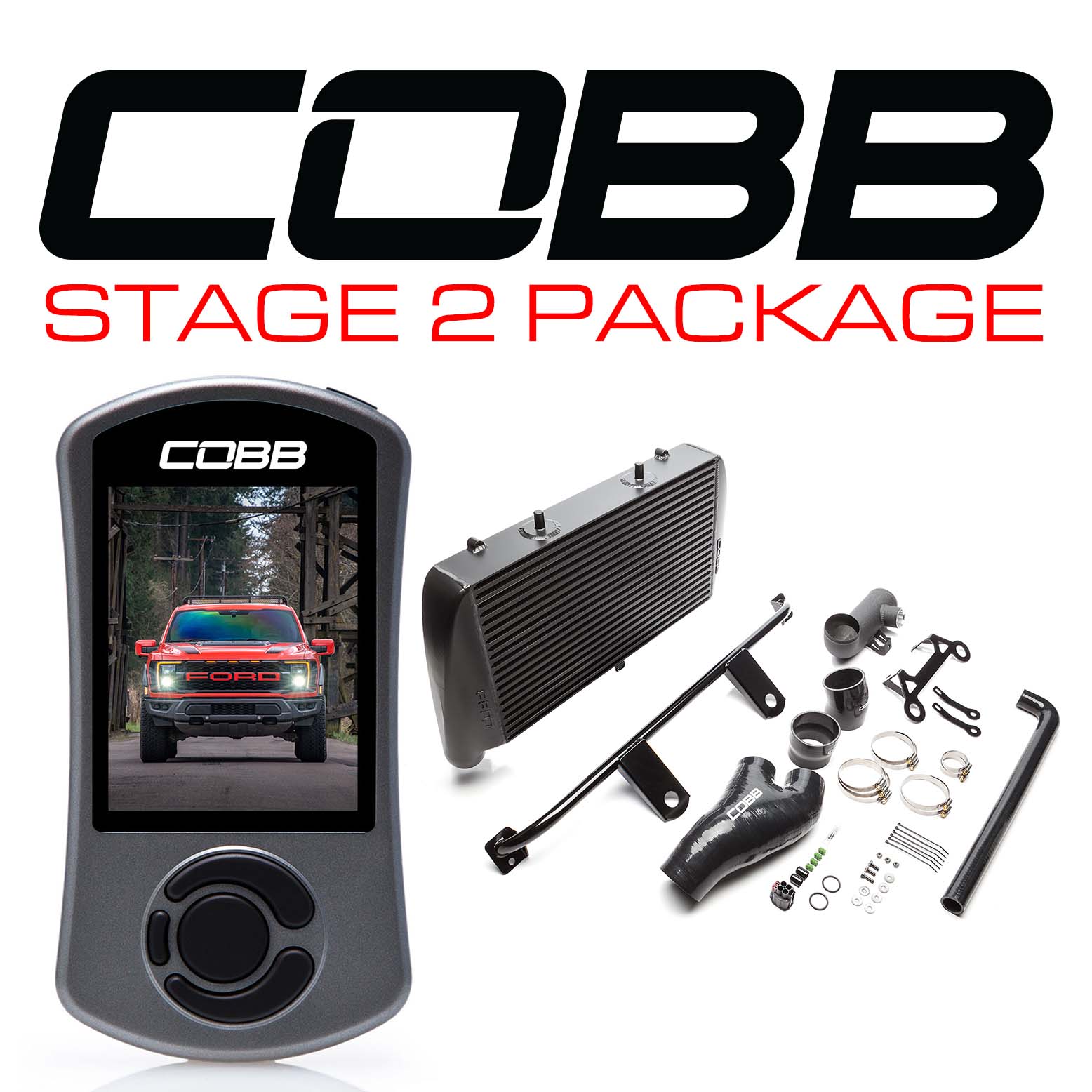 Cobb Stage 2 Power Package Black FMIC (No Intake) Ford F-150 Raptor 2021-2023