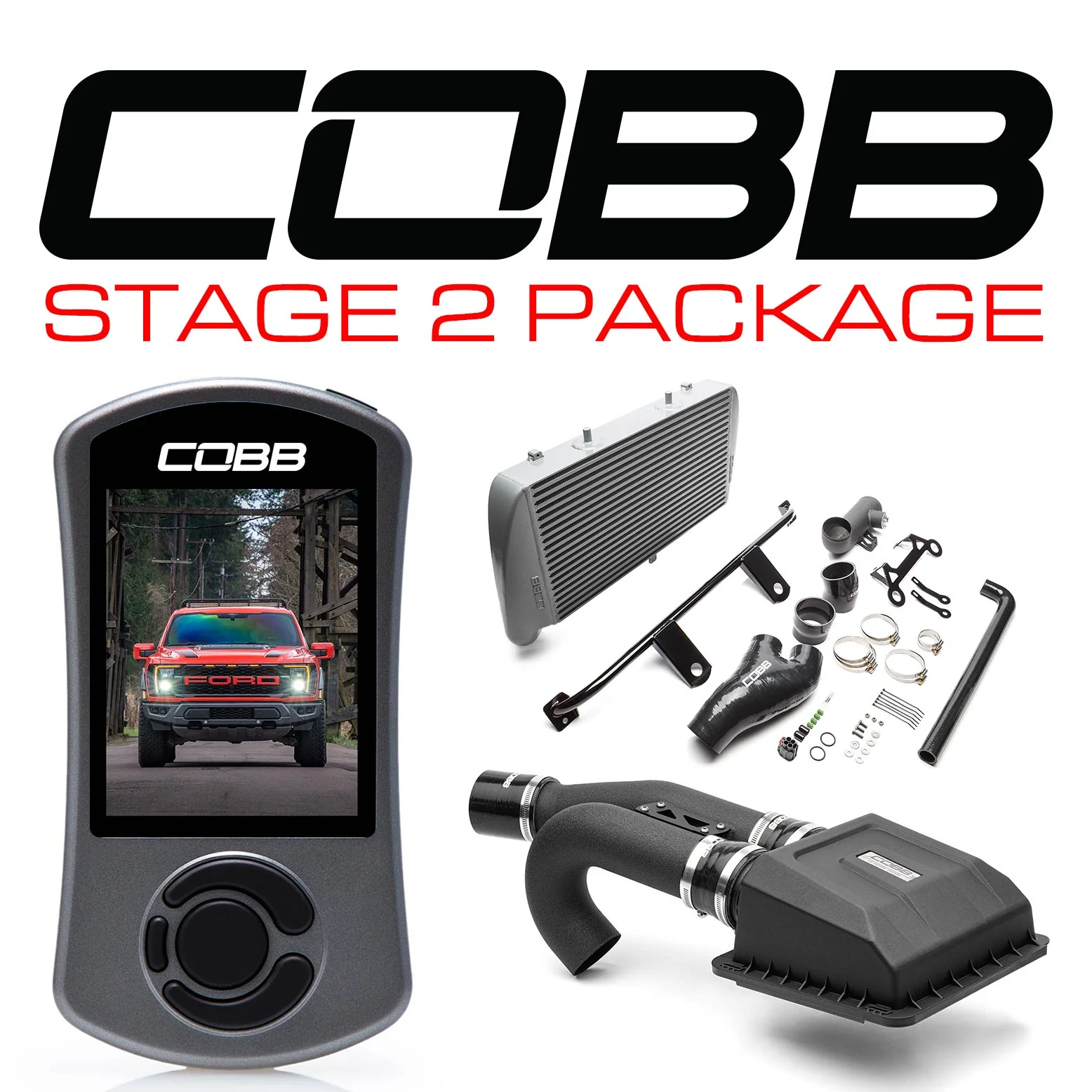 Cobb Stage 2 Power Package Silver FMIC (w/ HCT Intake) Ford F-150 Raptor 2021-2023