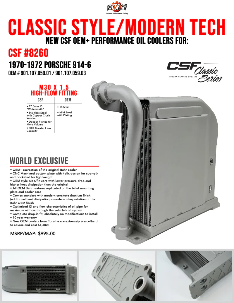 CSF 70-72 Porsche 914.6 / 70-76 Porsche 914 w/ Flat 6 Conversion Engine Oil Cooler - Image 10