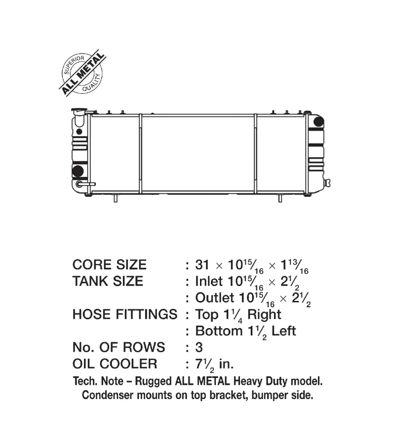 CSF 91-01 Jeep Cherokee 4.0L (LHD Only) Heavy Duty 3 Row All Metal Radiator - Image 7