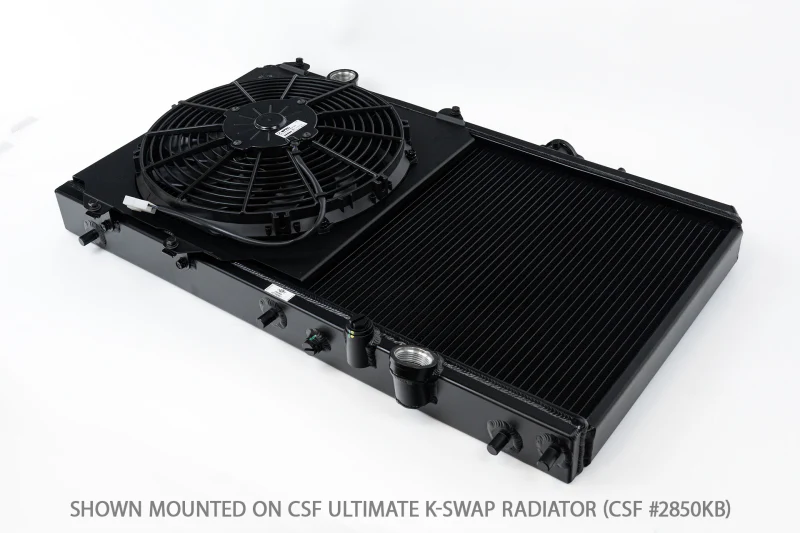 CSF 92-00 Honda Civic All-Aluminum Fan Shroud w/12in SPAL Fan - Black Finish - Image 2