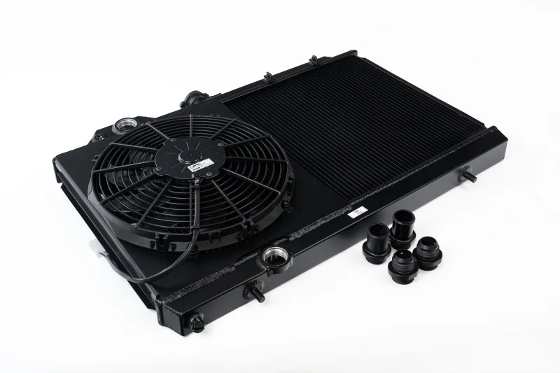 CSF 01-07 Mitsubishi Evo 7/8/9 Full-Slim Radiator w/12in Fan & Shroud/-16AN - Black