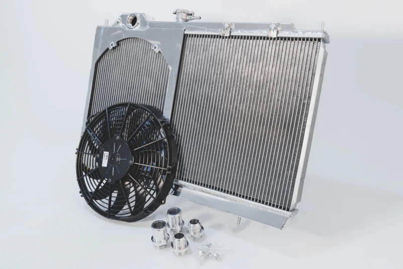 CSF 96-07 Mitsubishi Evo 4/5/6/7/8/9 Full-Slim Radiator w/12in Fan & Shroud/-16AN & Slip On Fitting - Image 4