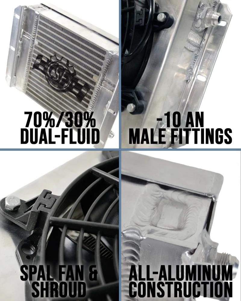 CSF Dual Fluid Bar & Plate HD Oil Cooler w/9in SPAL Fan (1/3 & 2/3 Partition) - 13.8in L x 10in H - Image 8