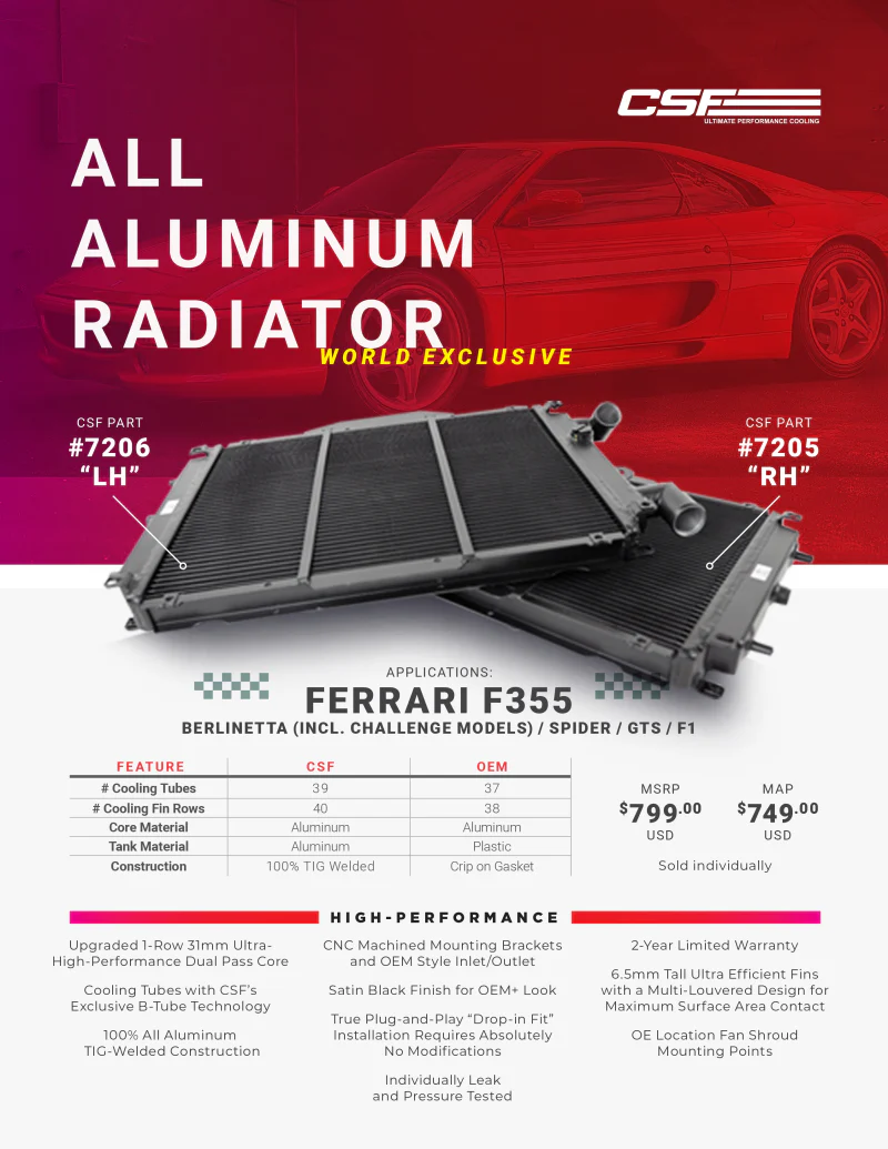 CSF Ferrari F355 High Performance All-Aluminum Radiator - Left - Image 7
