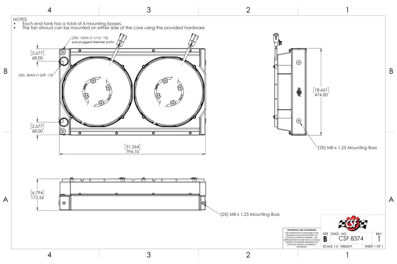 CSF Motorsport Radiator with Shroud - 14in SPAL Brushless Fans - Harnesses - Image 2