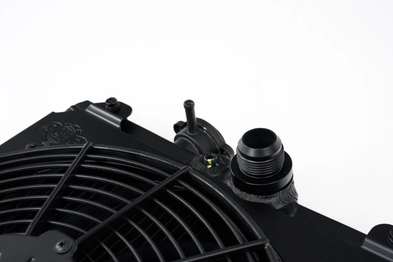 CSF Universal Half Radiator w/-16AN & Slip-On Fittings/12in SPAL Fan & Shroud - Black Finish - Image 5