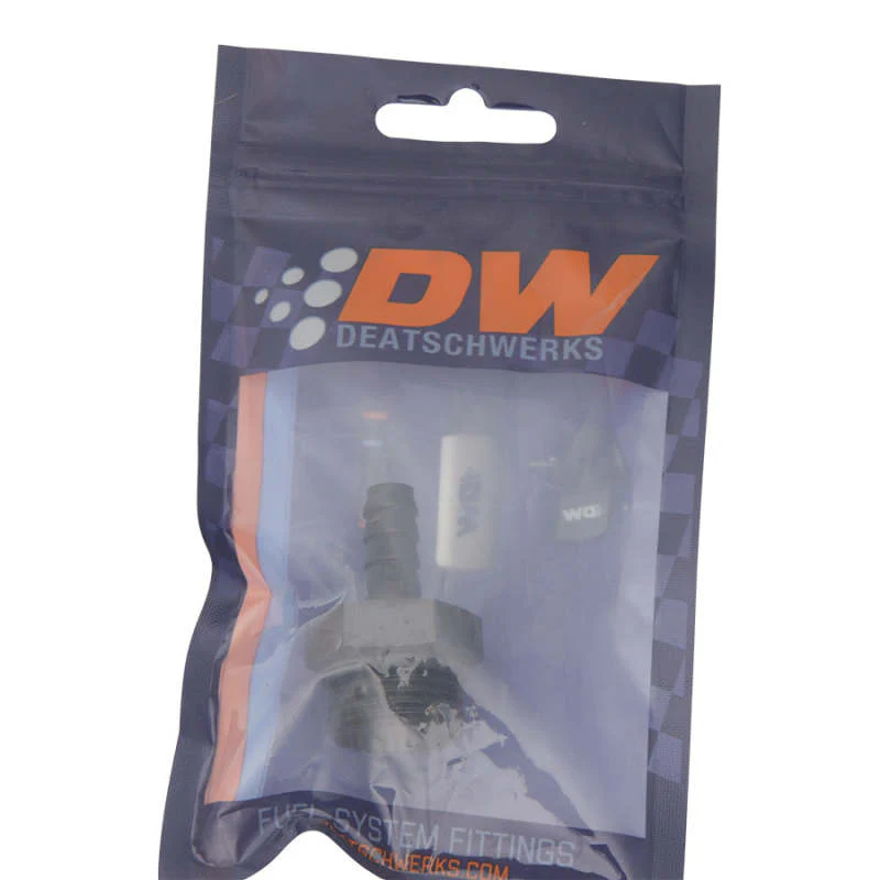 DeatschWerks 10AN ORB Male to 5/16in Male Triple Barb Fitting (Incl O-Ring) - Anodized Matte Black - Image 2