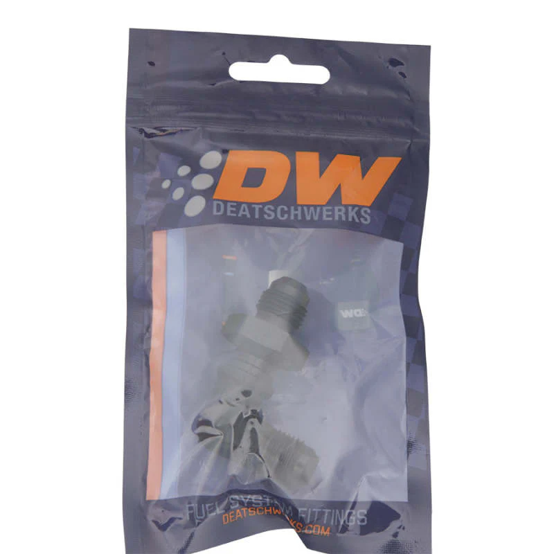 DeatschWerks 6AN Male Flare to 6AN Male Flare Bulkhead Adapter 90-Degree - Anodized Matte Black - Image 2