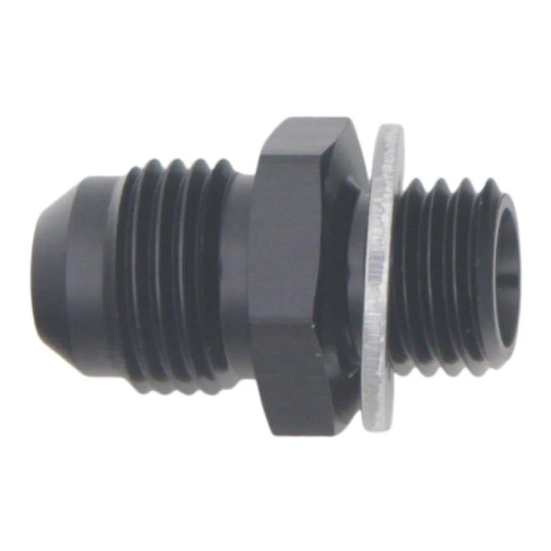 DeatschWerks 6AN Male Flare to M12 X 1.5 Male Metric Adapter (Incl Washer) - Anodized Matte Black - Image 2