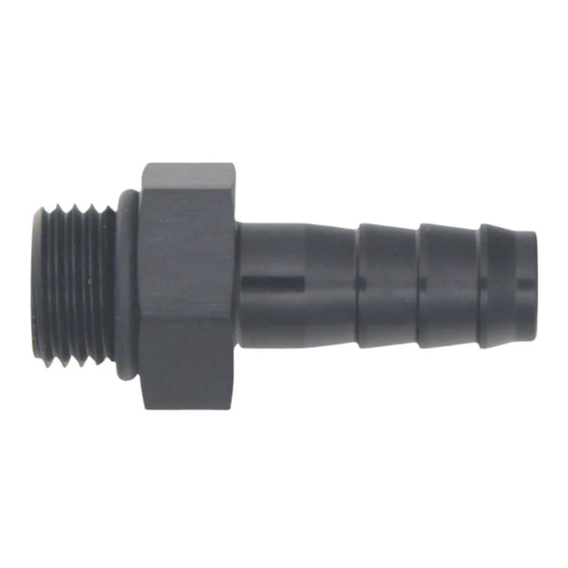 DeatschWerks 6AN ORB Male to 3/8in Male Triple Barb Fitting (Incl O-Ring) - Anodized Matte Black - Image 2