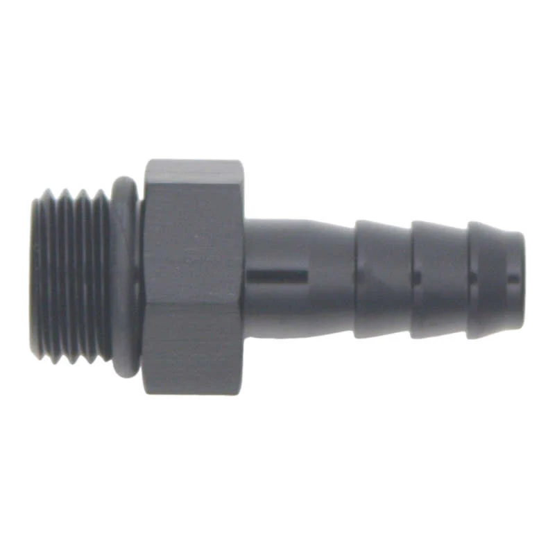 DeatschWerks 6AN ORB Male to 5/16in Male Triple Barb Fitting (Incl O-Ring) - Anodized Matte Black - Image 2