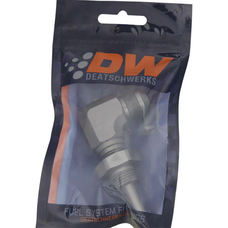 DeatschWerks 8AN Male Flare To 5/16in. Male Barb Bulkhead Adapter 90-Degree (Incl. Nut) - Image 5