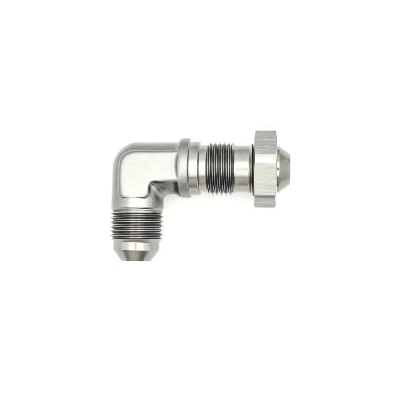 DeatschWerks 8AN Male Flare to 8AN Male Flare Bulkhead Adapter 90-Degree - Anodized Matte Black - Image 3
