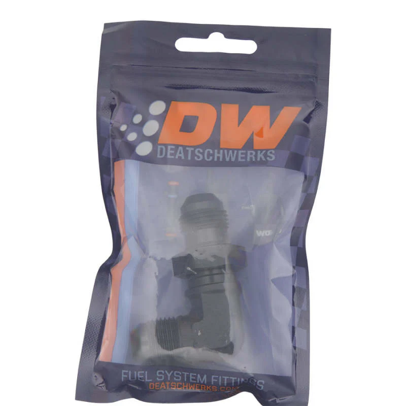 DeatschWerks 8AN Male Flare to 8AN Male Flare Bulkhead Adapter 90-Degree - Anodized Matte Black - Image 4