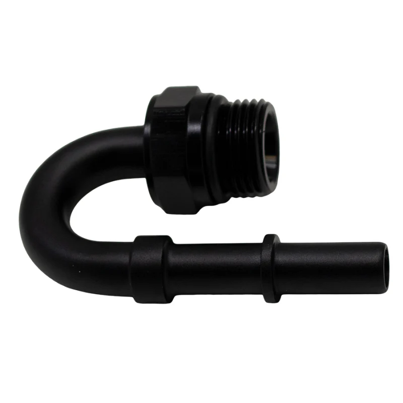 DeatschWerks 8AN ORB Male to 3/8in Male EFI Quick Connect Adapter 180-Degree - Anodized Matte Black - Image 2