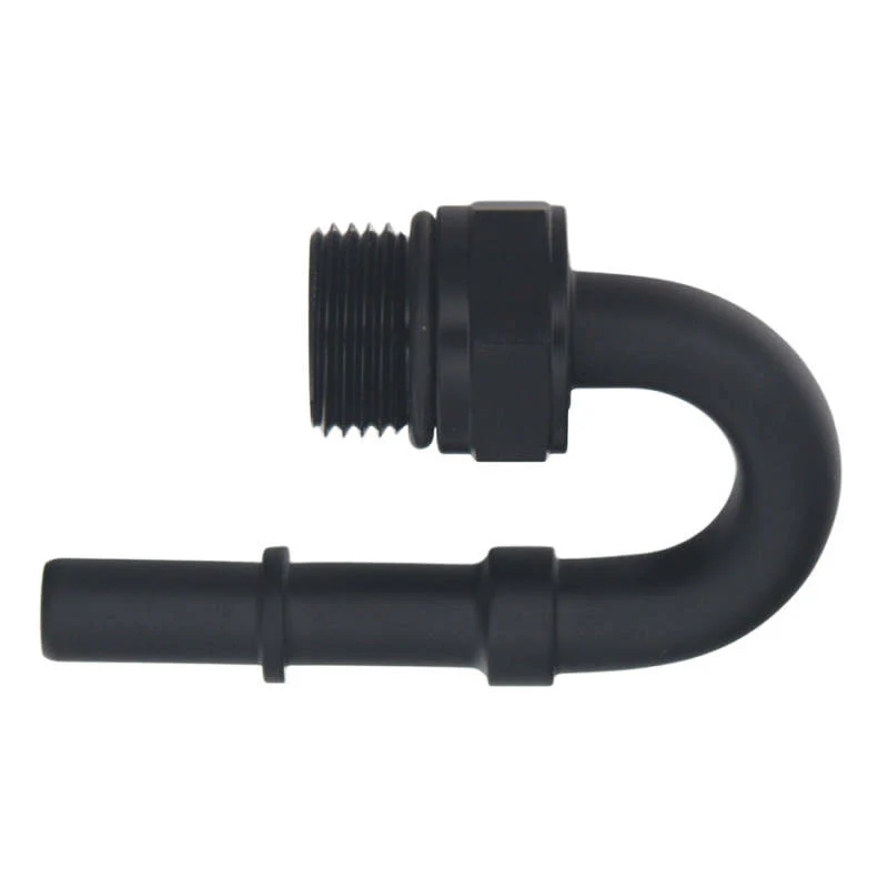 DeatschWerks 8AN ORB Male to 3/8in Male EFI Quick Connect Adapter 180-Degree - Anodized Matte Black - Image 3