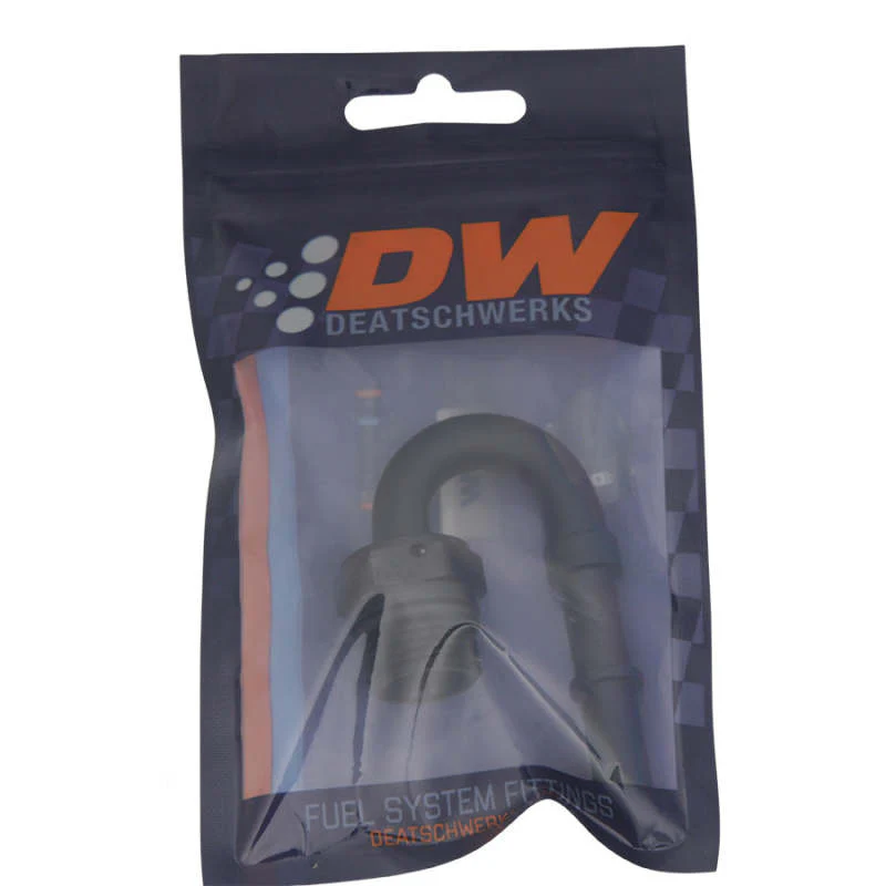 DeatschWerks 8AN ORB Male to 3/8in Male EFI Quick Connect Adapter 180-Degree - Anodized Matte Black - Image 4