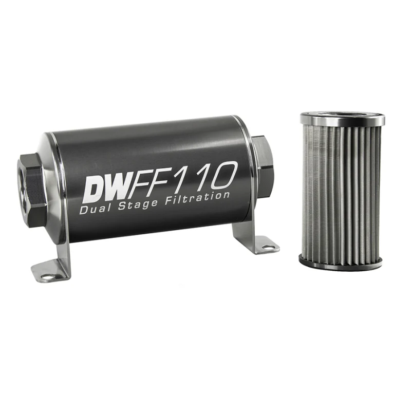 DeatschWerks Stainless Steel 10AN 10 Micron Universal Inline Fuel Filter Housing Kit (110mm) - Image 3