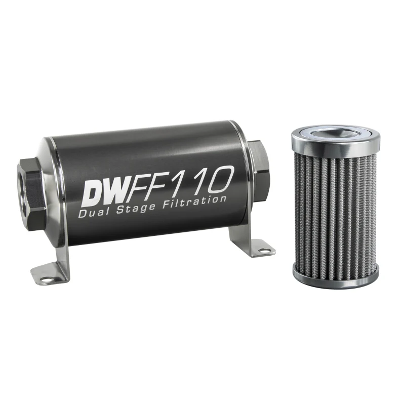 DeatschWerks Stainless Steel 10AN 100 Micron Universal Inline Fuel Filter Housing Kit (110mm) - Image 3