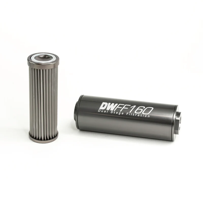 DeatschWerks Stainless Steel 10AN 10 Micron Universal Inline Fuel Filter Housing Kit (160mm) - Image 2
