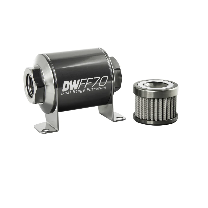 DeatschWerks Stainless Steel 8AN 100 Micron Universal Inline Fuel Filter Housing Kit (70mm) - Image 2