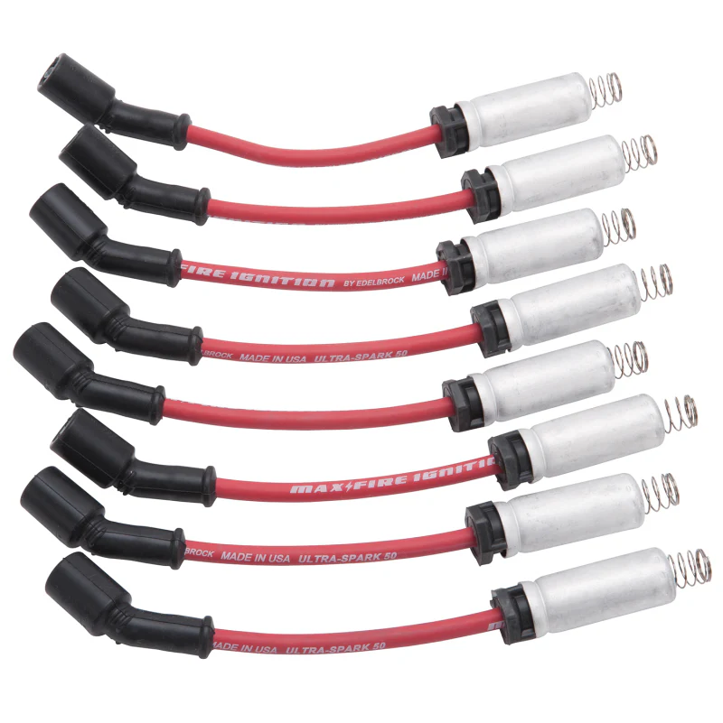 Edelbrock Spark Plug Wire Set Ls Kit w/ Metal Sleeves 99-15 50 Ohm Resistance Red Wire (Set of 8) - Image 2
