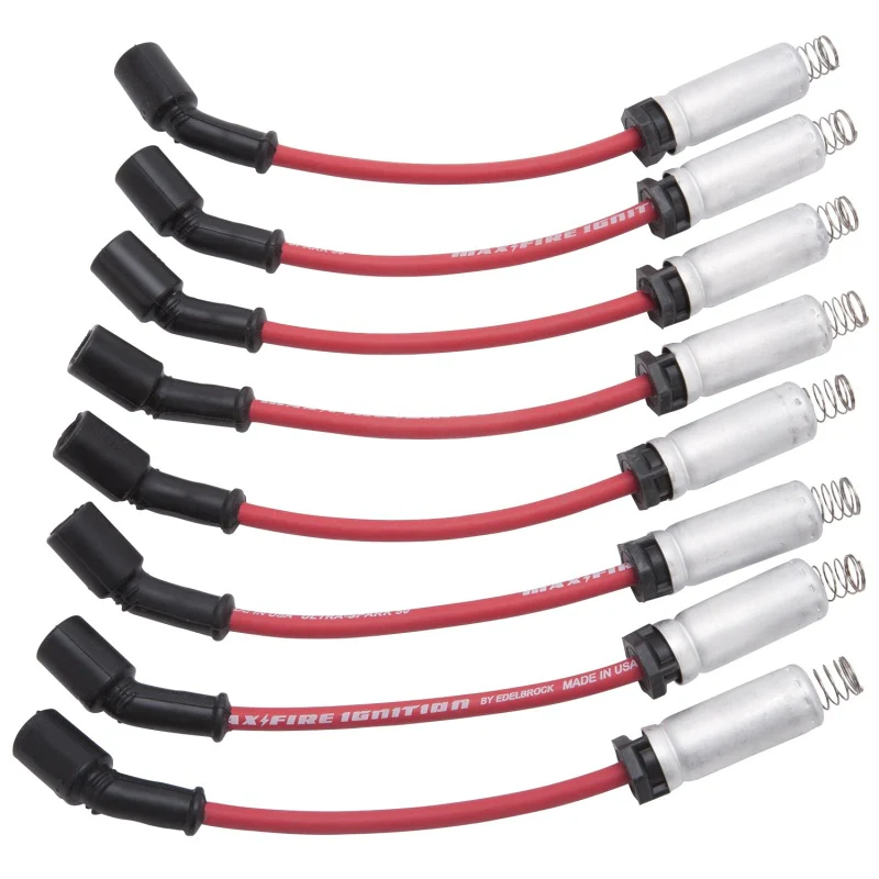 Edelbrock Spark Plug Wire Set LS Truck w/ Metal Sleeves 99-15 50 Ohm Resistance Red Wire (Set of 8) - Image 2