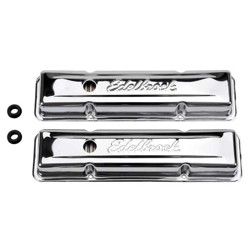 Edelbrock Valve Cover Signature Series Chevrolet 1959-1986 262-400 CI V8 Low Chrome - Image 3