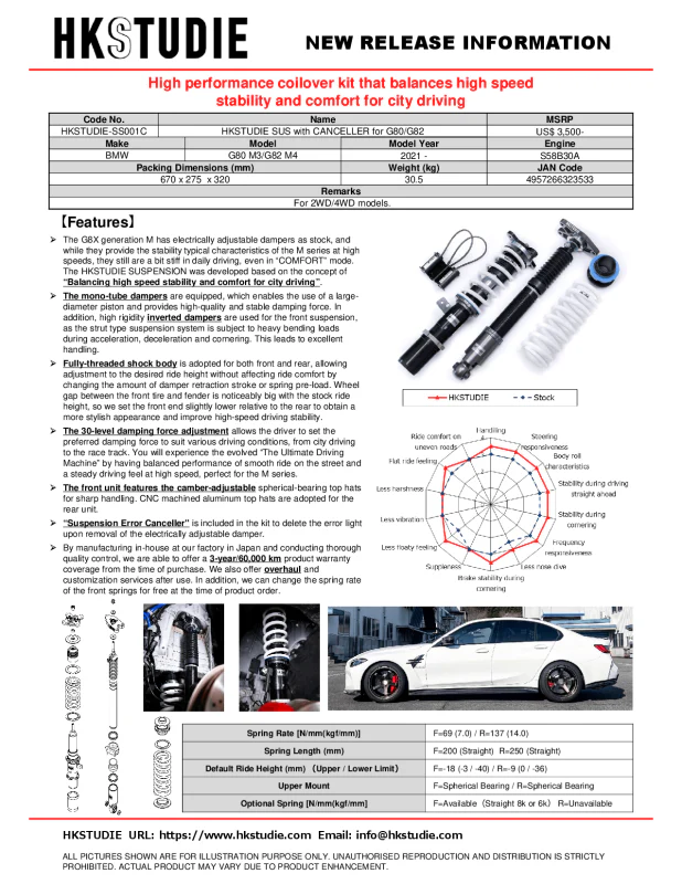HKS HKSTUDIE SUSPENSION with CANCELLER for G80/G82 - Image 7