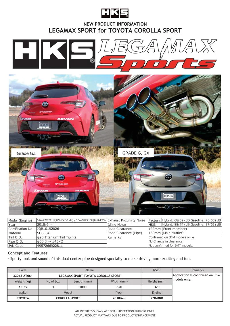HKS LEGAMAX Sports 2018 Toyota Corolla Sport 2ZR/8NR - Image 4