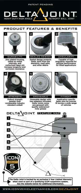 ICON 96-04 Toyota Tacoma Billet Upper Control Arm DJ Kit - Image 3