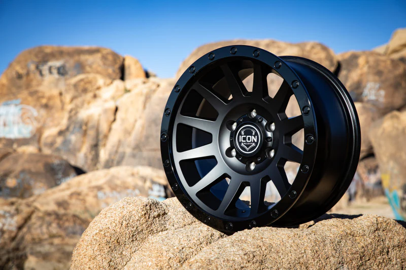 ICON Compression 18x9 6x5.5 25mm Offset 6in BS 95.1mm Bore Double Black Wheel - Image 3
