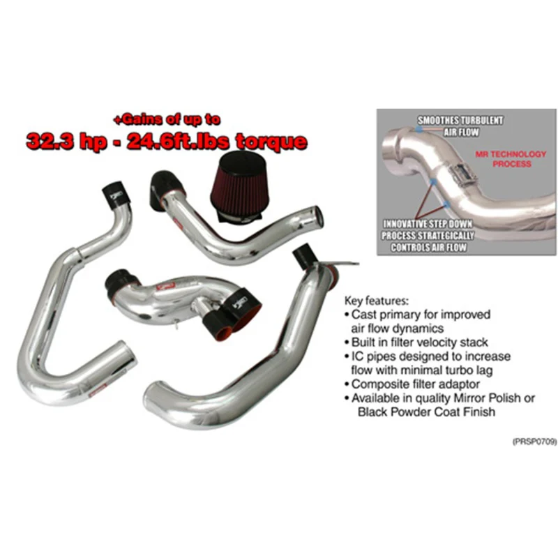 Injen 03-06 Evo 8/9/MR Cast Aluminum Intake System w/ Full Intercooler Piping Black Short Ram Intake - Image 2