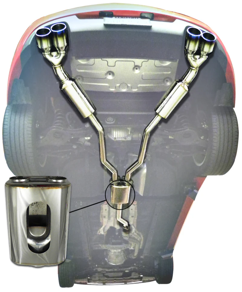 Injen 10-13 Hyundai Genesis Coupe 2.0L(t) 4cyl SS Exhaust w/ 76mm Y-Pipe Resonator/Molded SS Flanges - Image 4