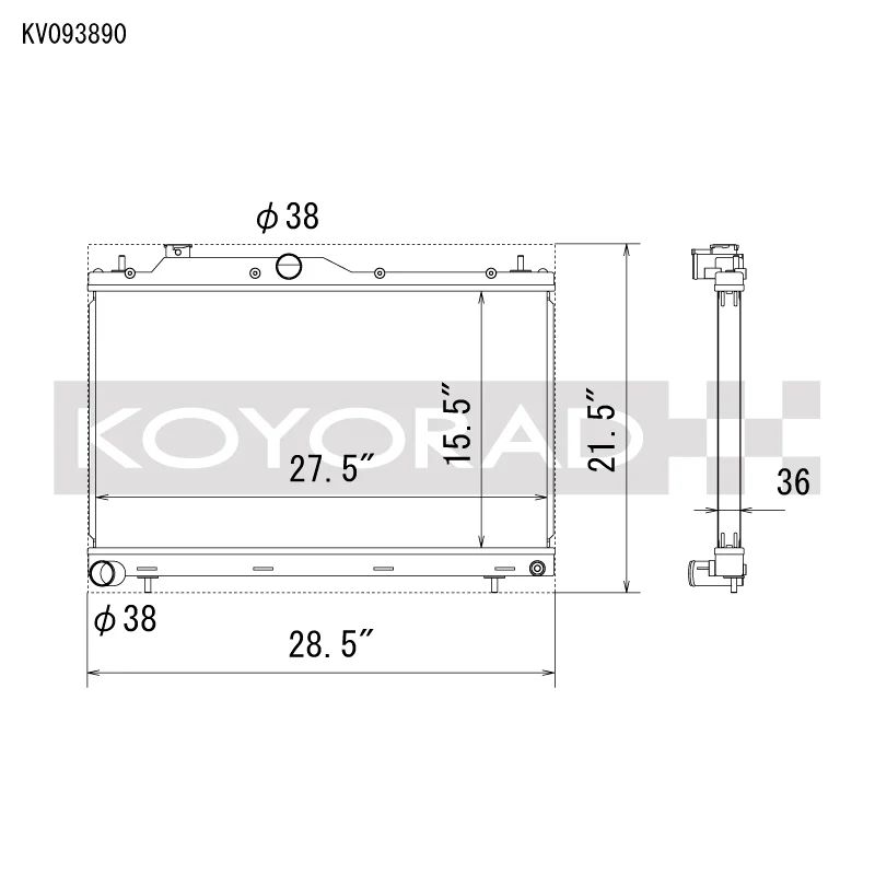 Koyo 22-25 Subaru WRX All Aluminum Performance Radiator