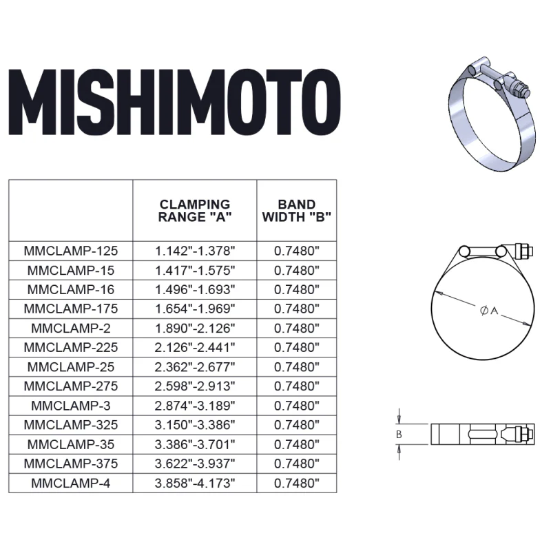Mishimoto 2.75 Inch Stainless Steel T-Bolt Clamps - Image 6