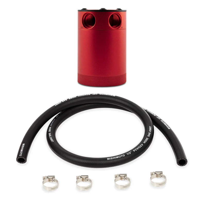 Mishimoto Compact Baffled Oil Catch Can - 2-Port - Red - Image 4