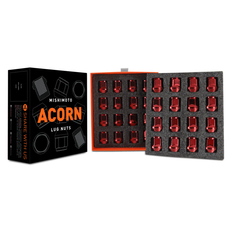 Mishimoto Steel Acorn Lug Nuts M14 x 1.5 - 32pc Set - Red - Image 5