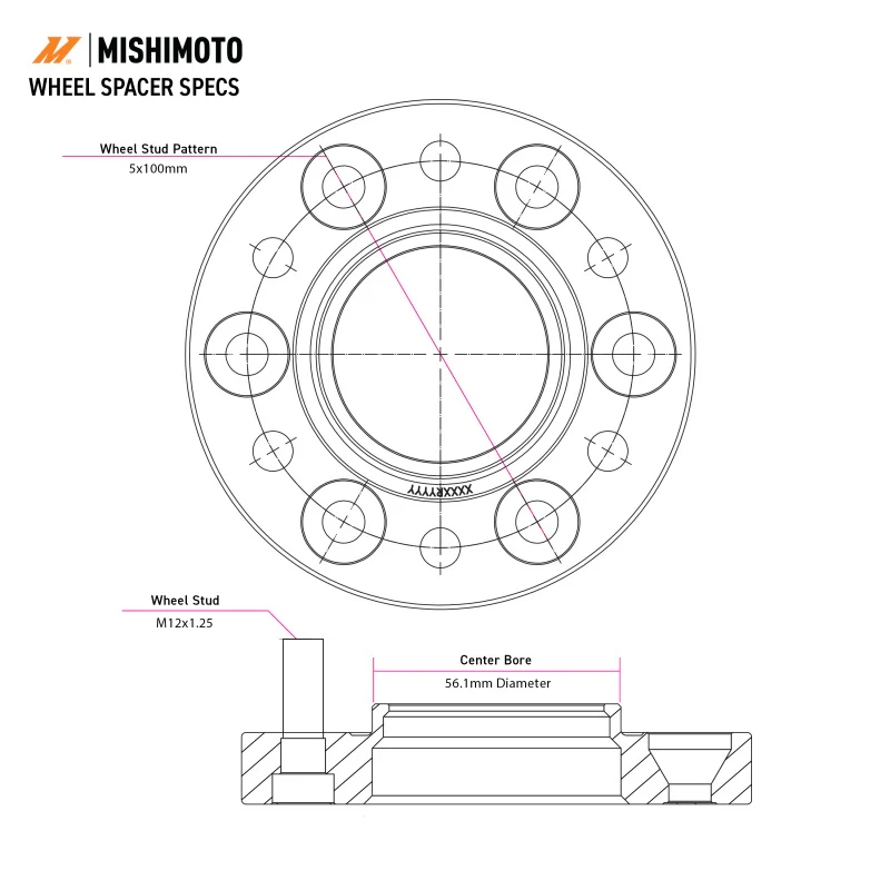 Mishimoto Wheel Spacers - 5x114.3 - 66.1 - 15 - M12 - Black - Image 2