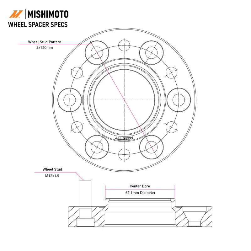 Mishimoto Wheel Spacers - 5x114.3 - 66.1 - 25 - M12 - Black - Image 3