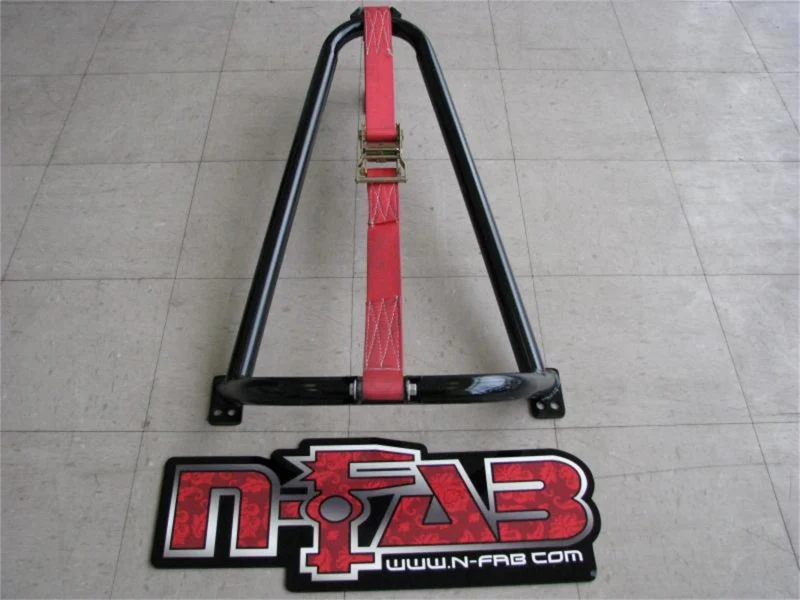 N-Fab Bed Mounted Tire Carrier Universal - Gloss Black - Black Strap - Image 2