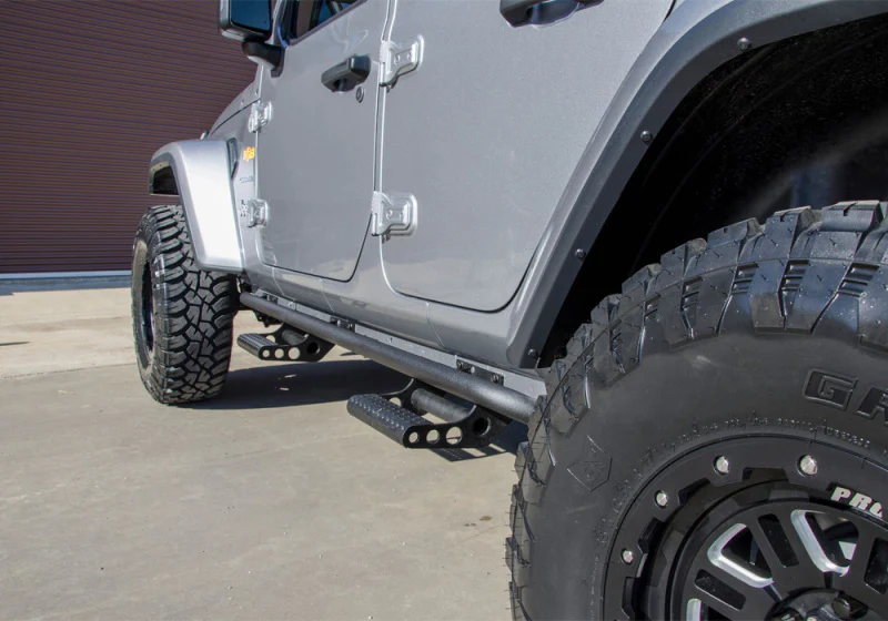 N-Fab RKR Step System 2019 Jeep Wrangler JT 4 Door Truck Full Length - Tex. Black - 1.75in - Image 3