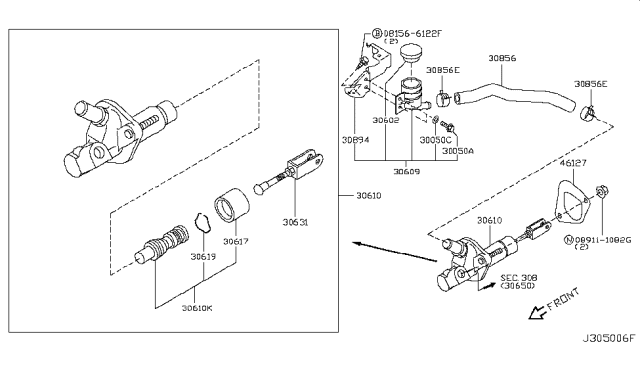 OEM Japan Clutch Master Cylinder for Nissan 370Z 09-11 30610-JK000 - Image 2