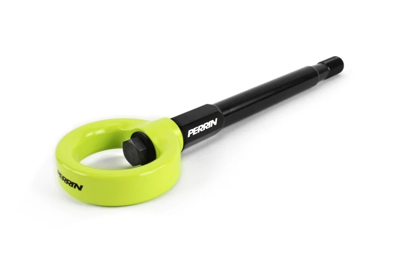 PERRIN 08-14 Subaru WRX & STI / 08-11 Impreza / 05-09 Legacy Tow Hook Kit (Front) - Neon Yellow - Image 3