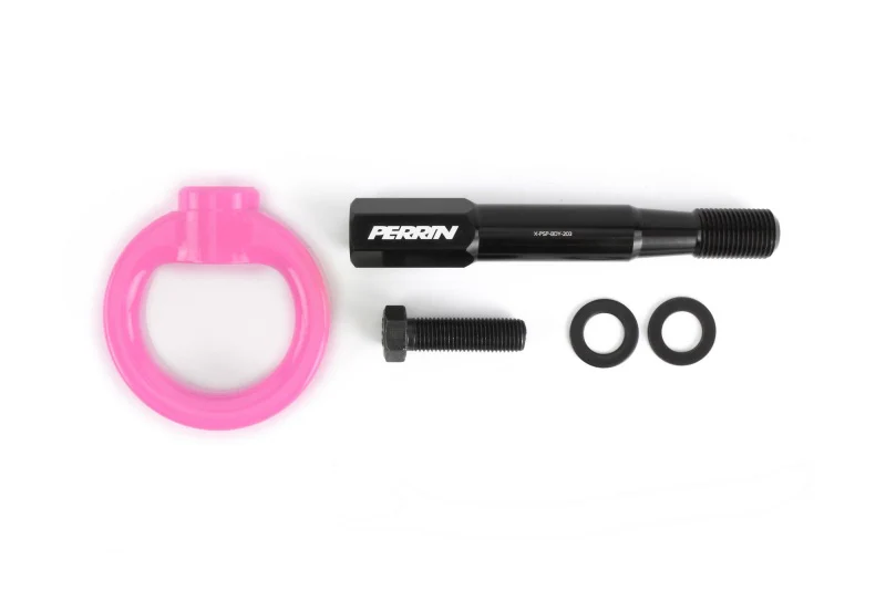 PERRIN 15-17 Subaru WRX & STI / 13-17 Crosstrek / 12-16 Impreza Tow Hook Kit (Front) - Hyper Pink - Image 3