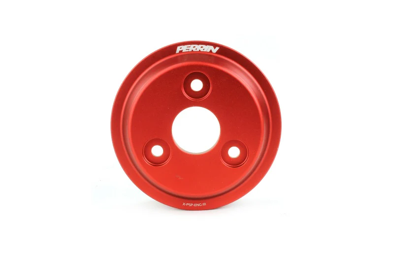 PERRIN 22-26 Subaru WRX / 21-25 Crosstrek / 20-25 LGT/OBXT/FXT Lightweight Water Pump Pulley - Red - Image 2