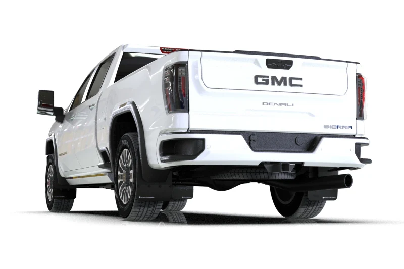 Rally Armor 20-26 GMC Sierra 2500/3500 HD Denali Black Mud Flap w/White Logo - Image 5